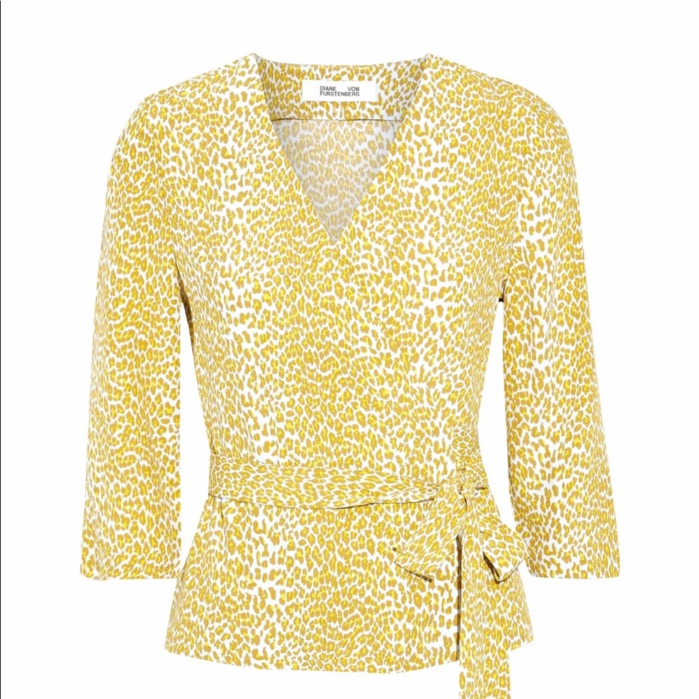 NWT DVF Leopard Wrap Top L